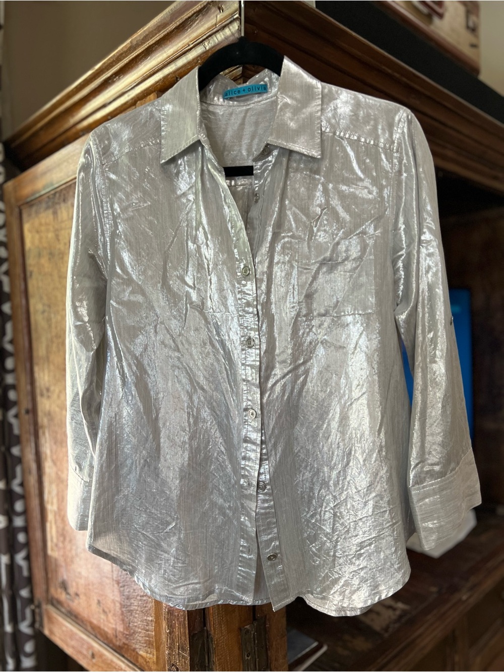 Alice + Olivia Metallic Top Button Up Size XS or Small